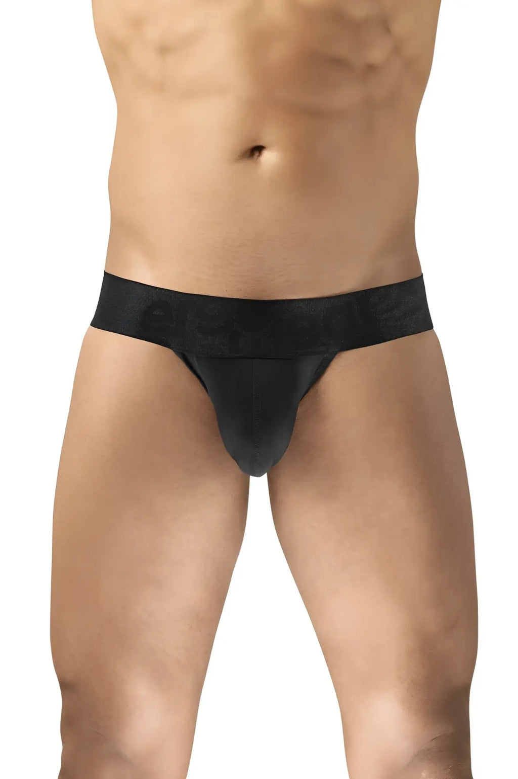 Ergo wear ew1747 max bold black bikini jockstrap with smooth form fitting design and elastic waistband with branding