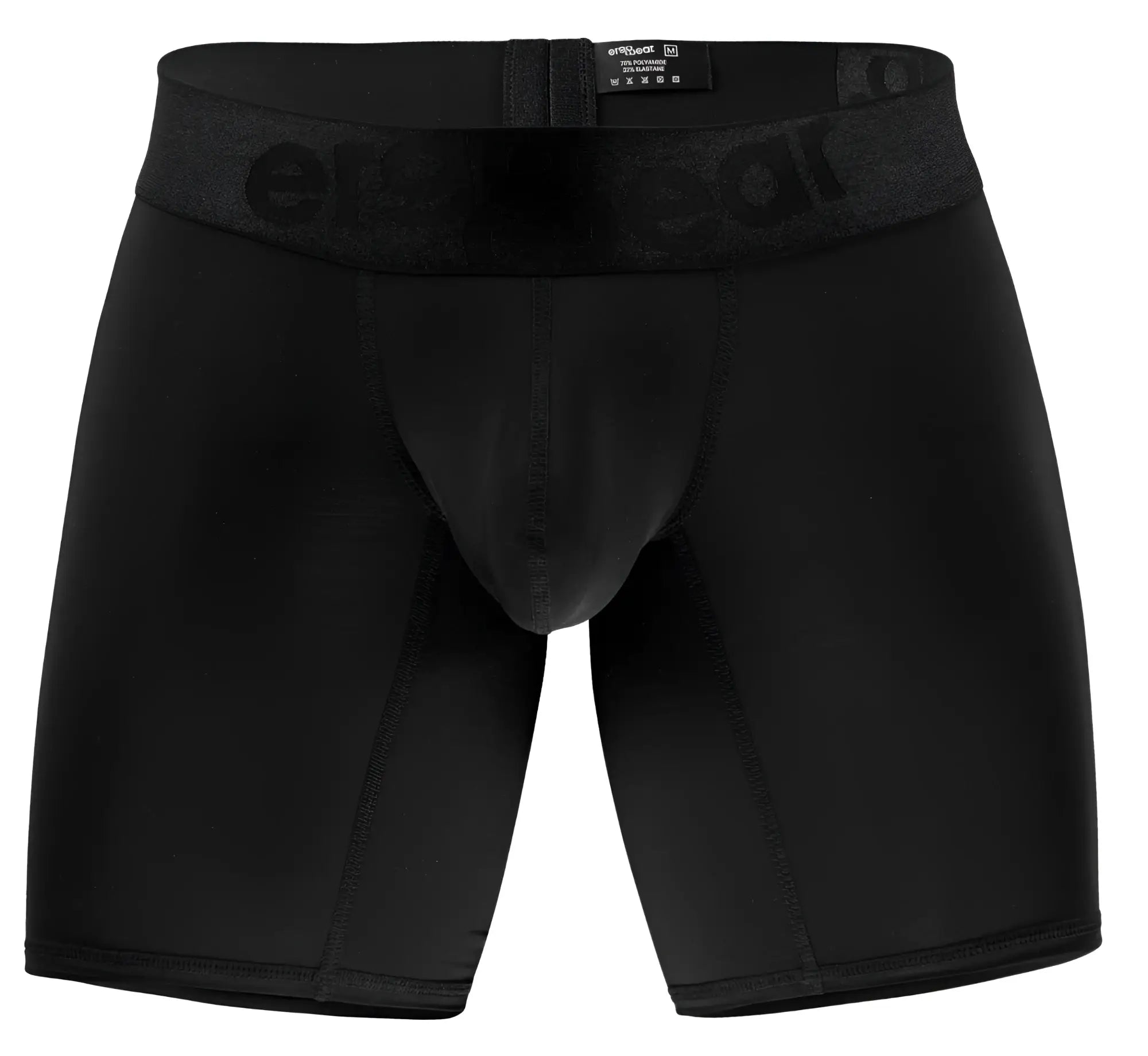 Black ergoWear ew1749 max bold boxer briefs in black with snug elastic waistband and embossed brand name