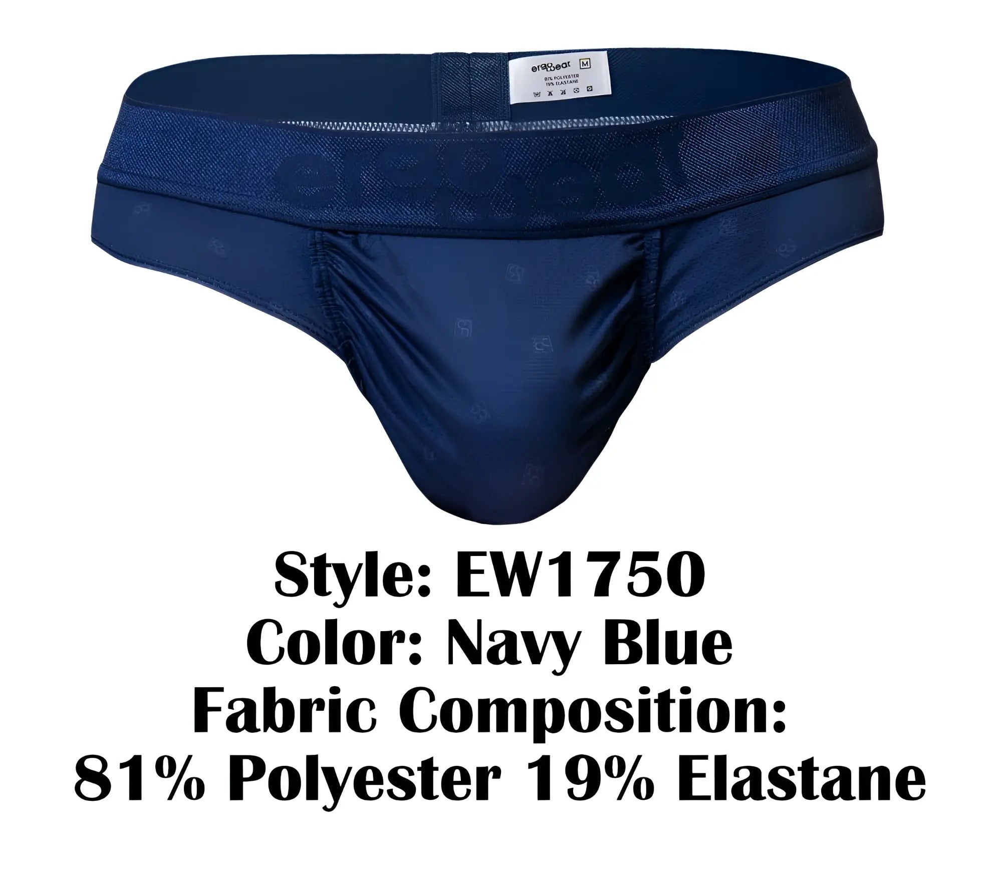 Navy blue ergowear ew1750 feel se men’s briefs with subtle pattern elastic waistband made from 81 polyester 19 elastane