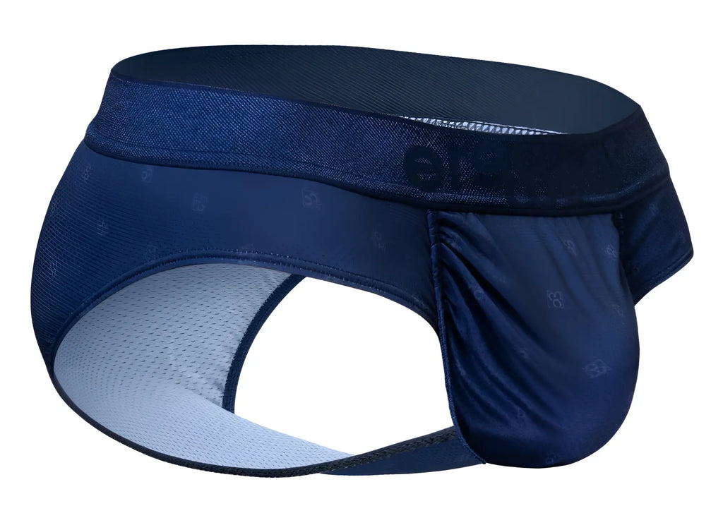 Navy blue ergowear ew1751 feel se briefs with mesh interior and subtle logo pattern on fabric for athletic use