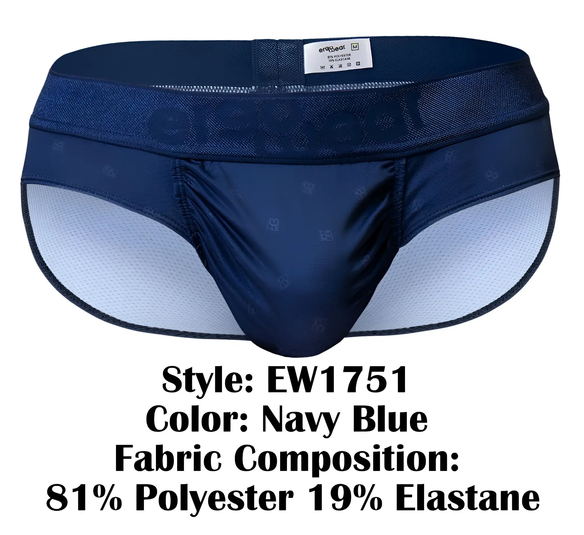 Ergowear ew1751 feel se navy blue men’s briefs with subtle pattern made from 81 polyester and 19 elastane