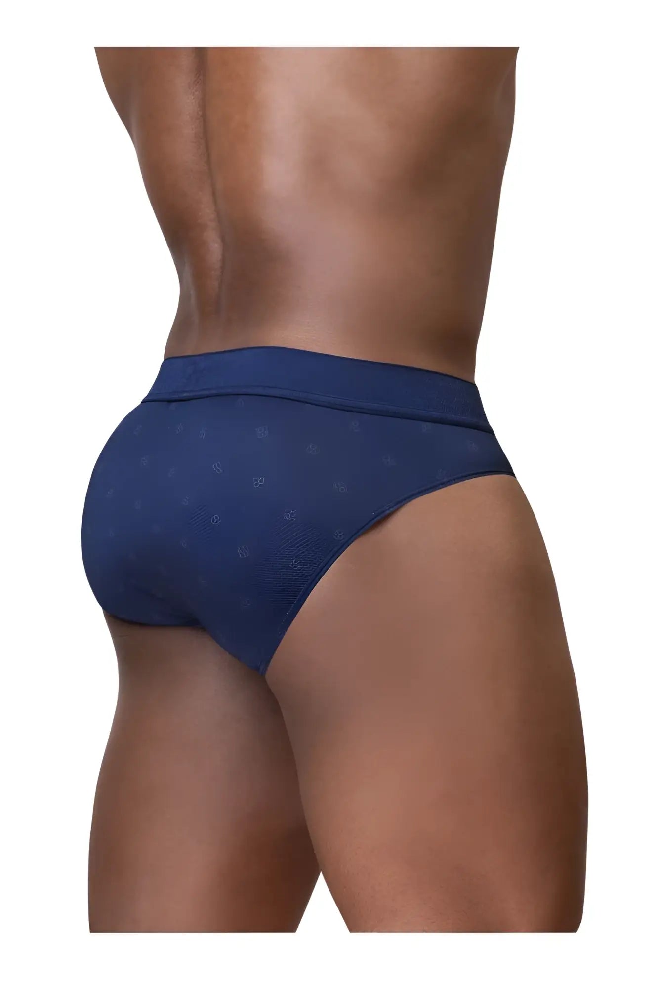 Navy blue ergewear ew1751 feel se briefs with a subtle pattern of small white dots on soft breathable fabric