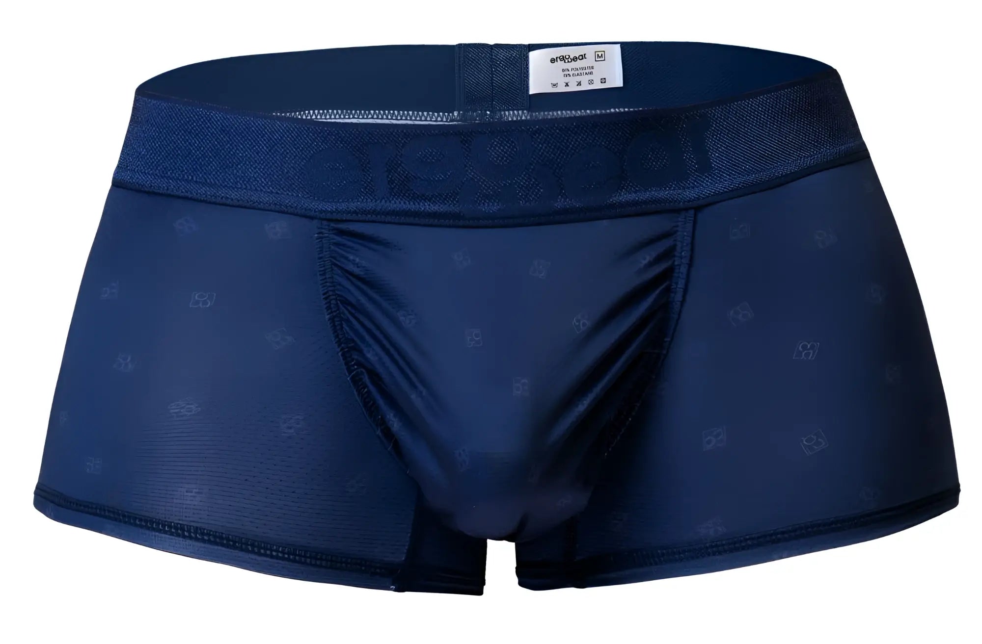Ergowear ew1752 feel se naval blue men’s boxer briefs with subtle repeating logo pattern on soft fabric