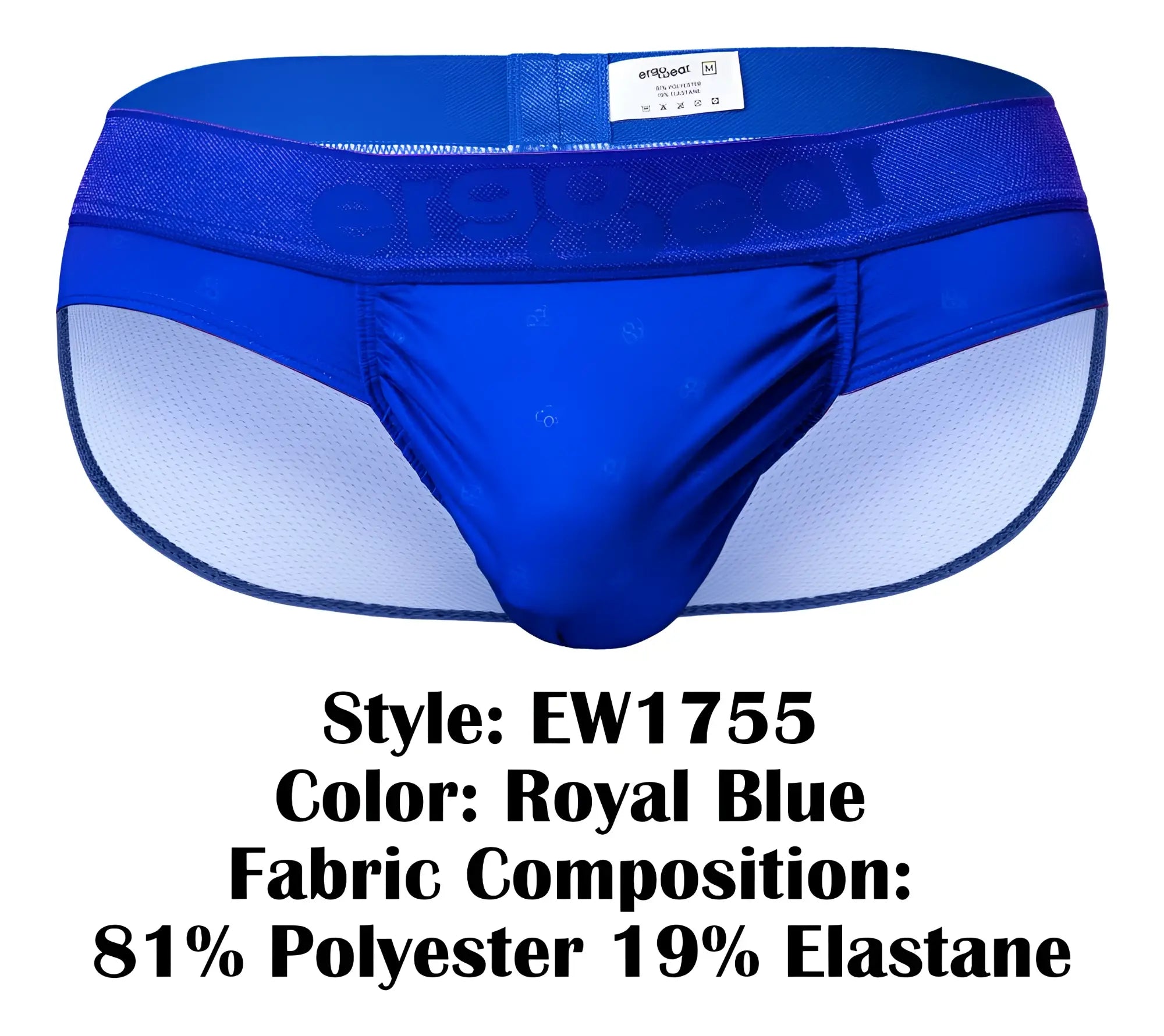 Ergowear ew1755 feel se briefs royal blue athletic briefs with mesh panel and elastic waistband made of polyester elastane