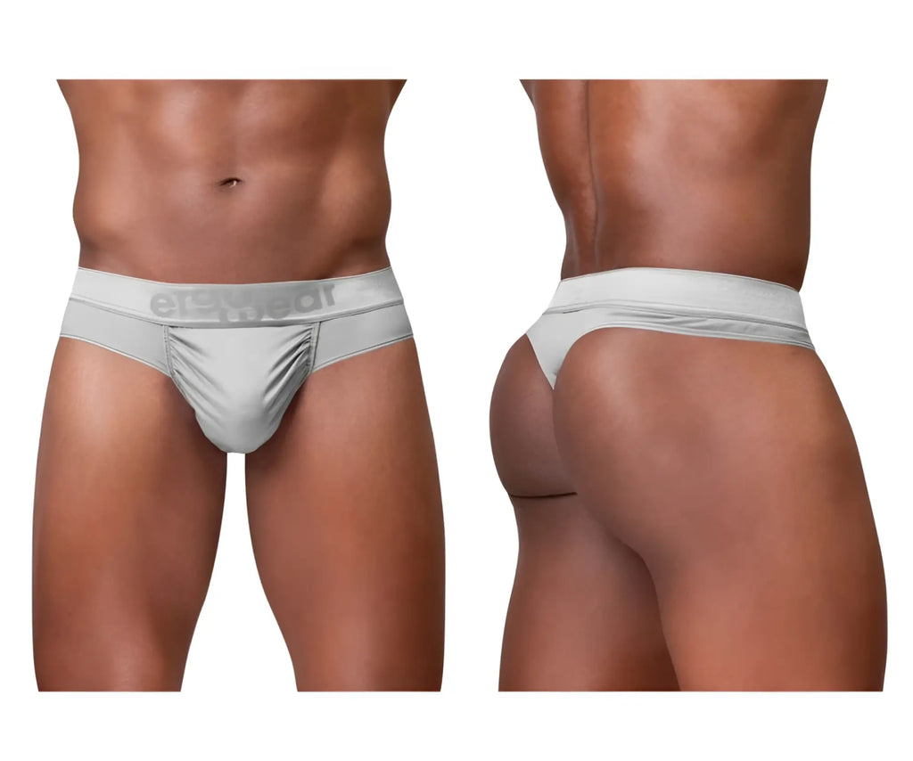 Silver ergo wear ew1758 feel se thongs with subtle textured pattern and logo waistband for men