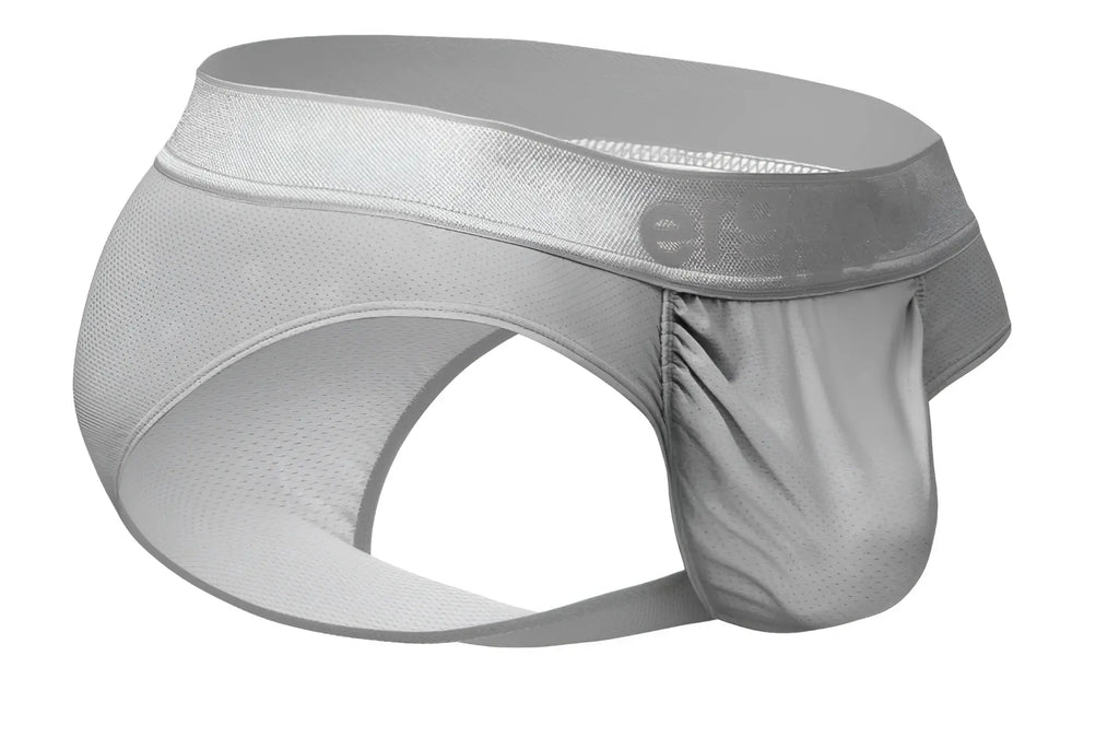 ErgoWear ew1759 feel se silver gray mesh athletic briefs with satin waistband featuring elegance logo