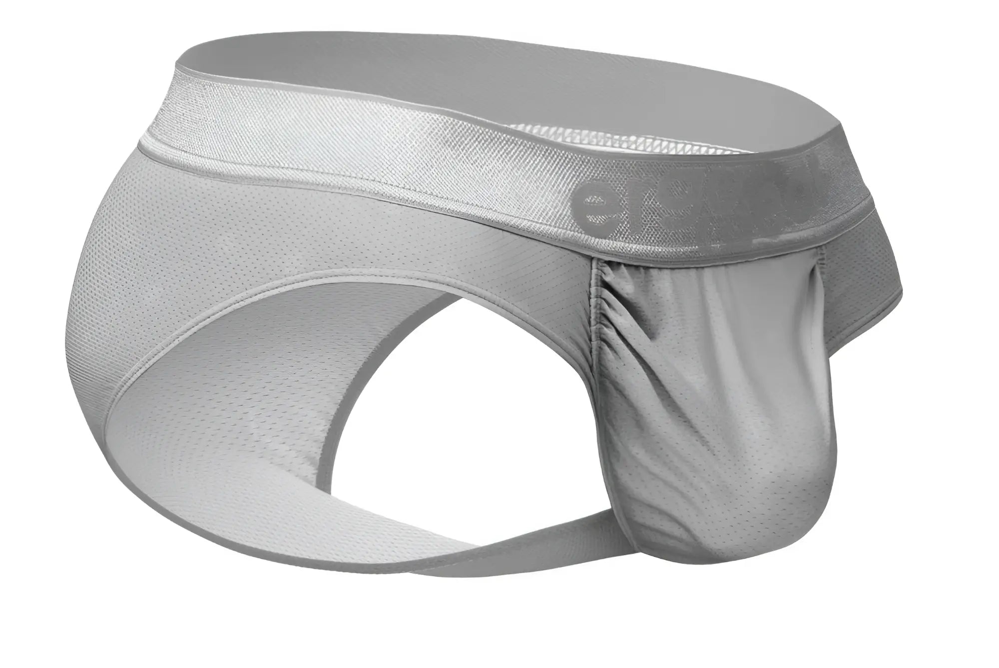 ErgoWear ew1759 feel se silver gray mesh athletic briefs with satin waistband featuring elegance logo