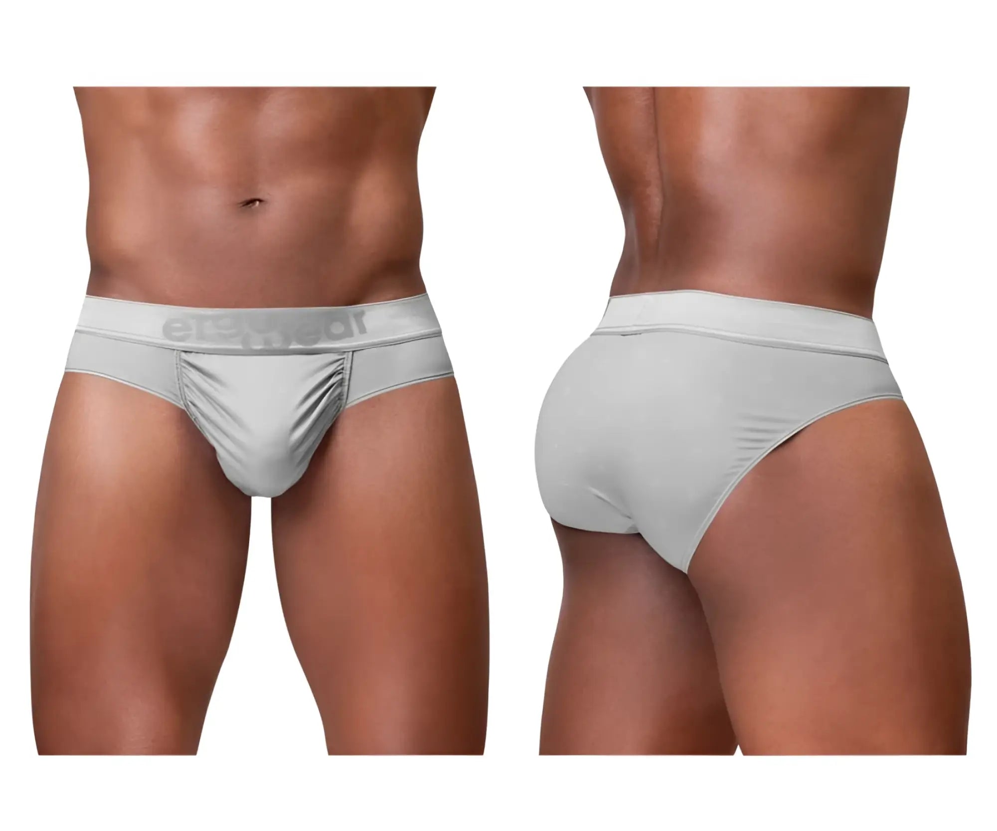 Light gray ergonomically designed erewear ew1759 feel se men’s briefs with textured pattern and erect waistband