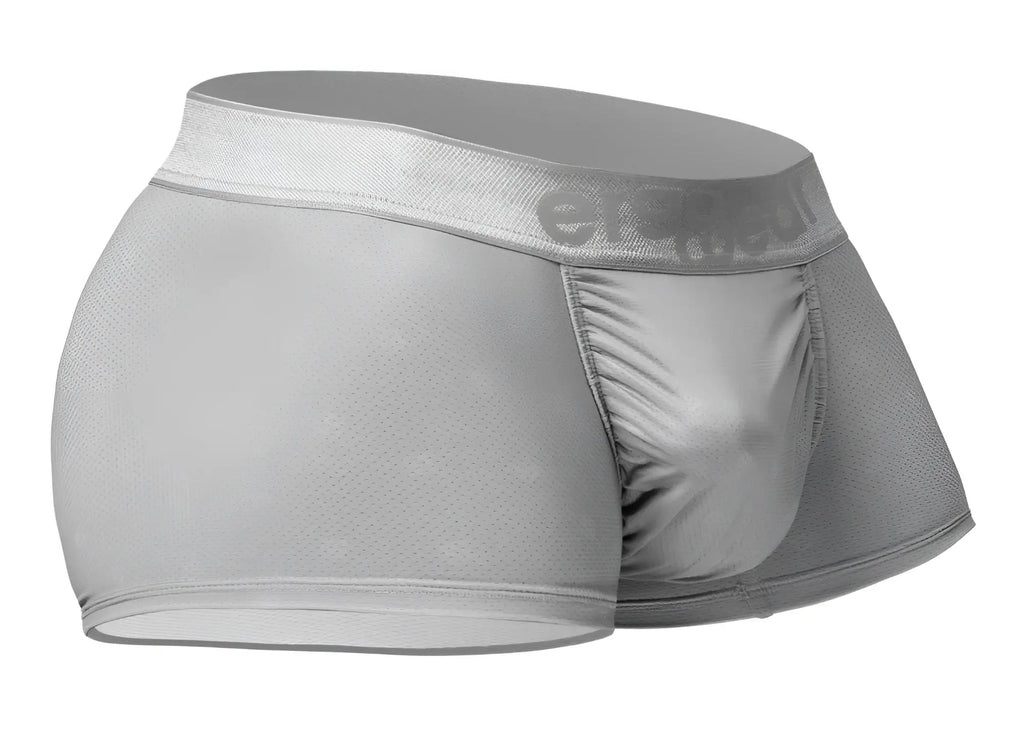 Gray men’s briefs ergo wear ew1760 feel se trunks in silver with textured fabric and elastic waistband with brand logo