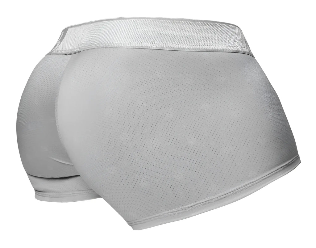 Light gray mesh briefs with a smooth elastic waistband in silver color by ergowear ew1760 feel se trunks