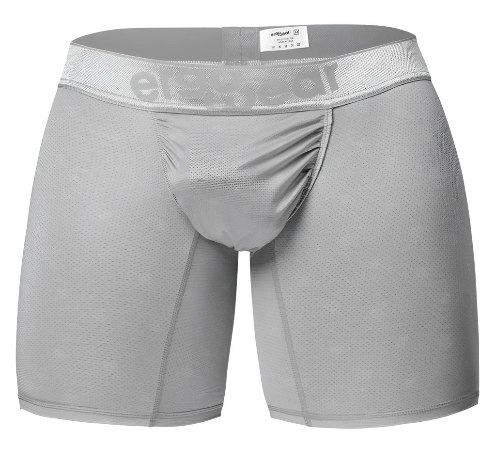 Gray ergonomic boxer briefs with mesh texture and ergogear waistband in silver from ErgoWear EW1761 FEEL SE collection