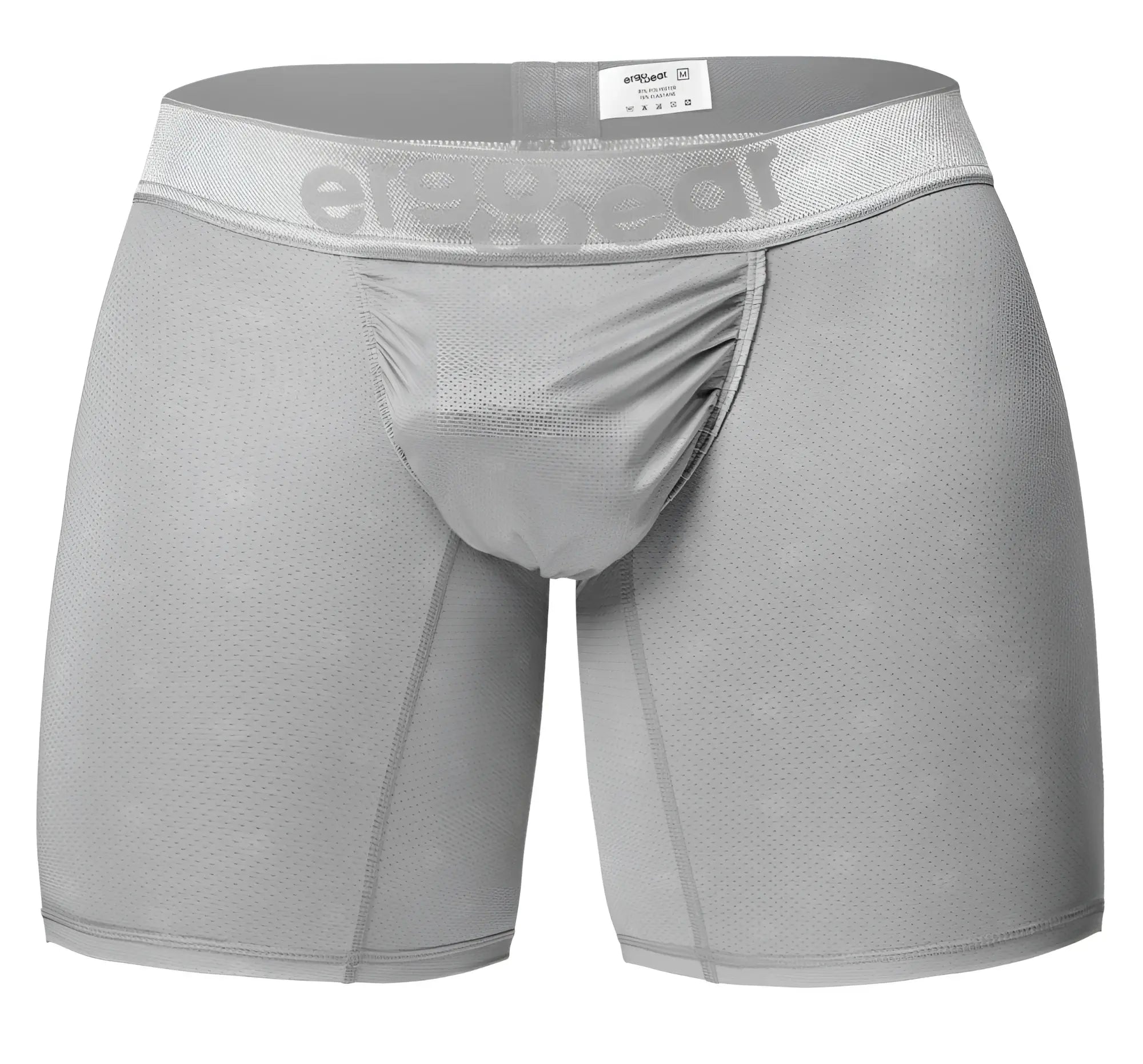 Gray ergonomic boxer briefs with mesh texture and ergogear waistband in silver from ErgoWear EW1761 FEEL SE collection