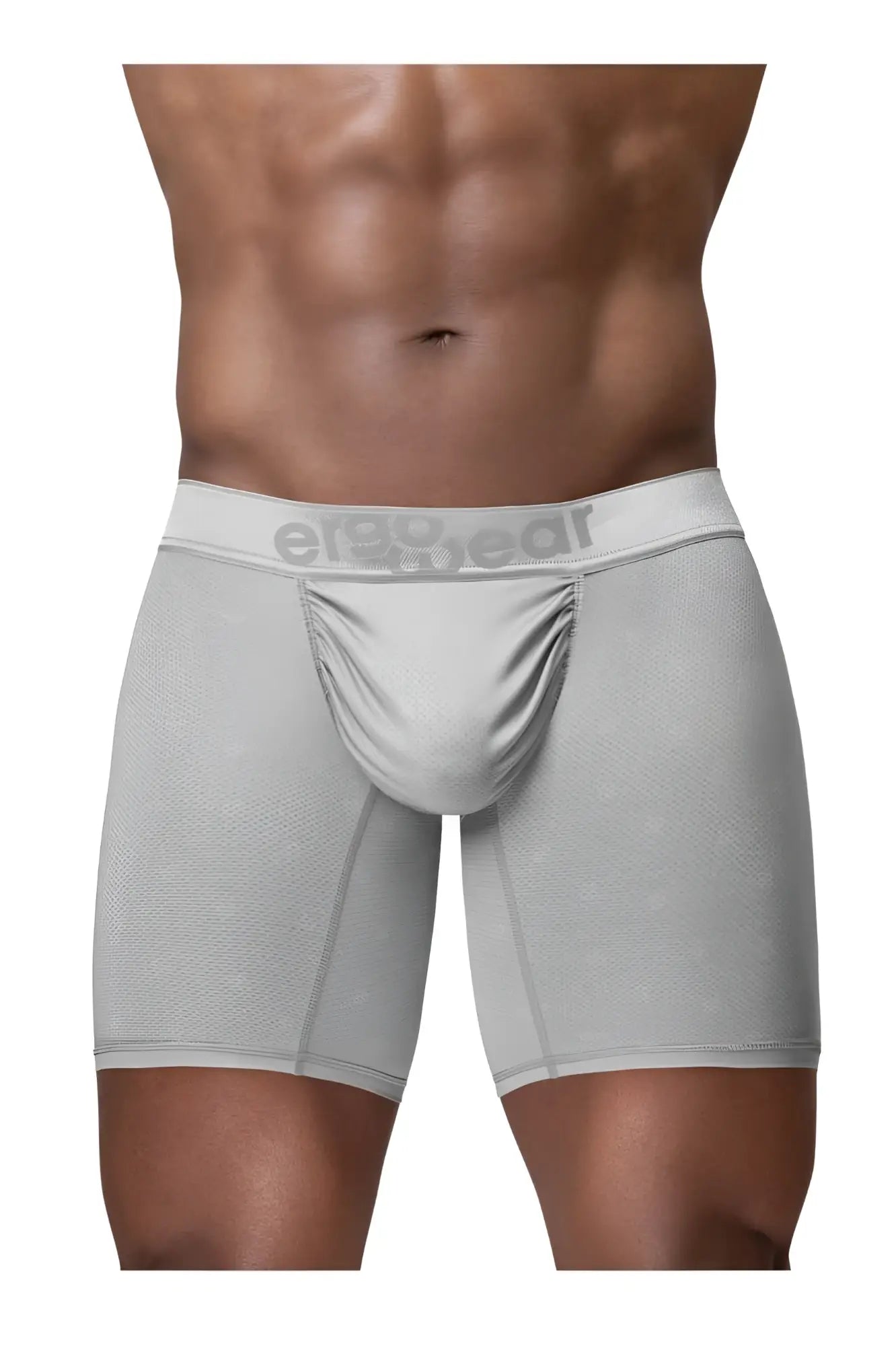Ergowear ew1761 feel se silver boxer briefs in gray with ergonomic fit subtle textured pattern and logo on waistband