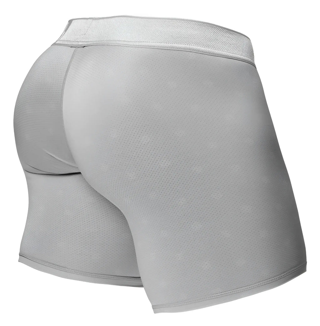 Light gray silver ergo wear ew1761 feel se boxer briefs with subtle textured pattern and elastic waistband