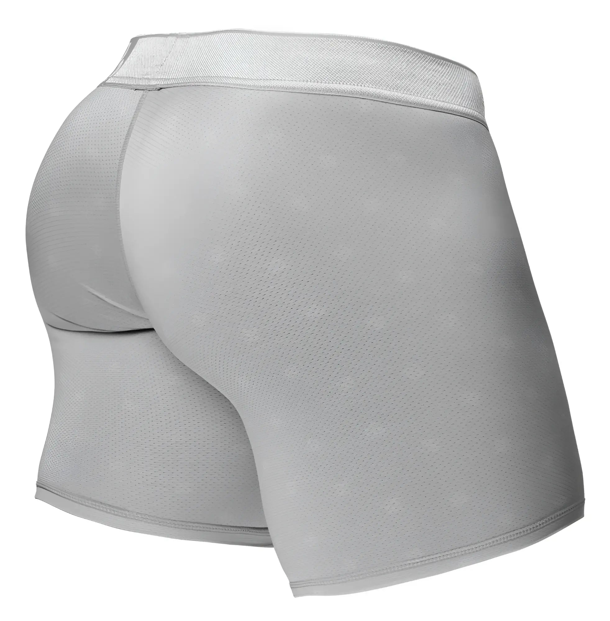 Light gray silver ergo wear ew1761 feel se boxer briefs with subtle textured pattern and elastic waistband