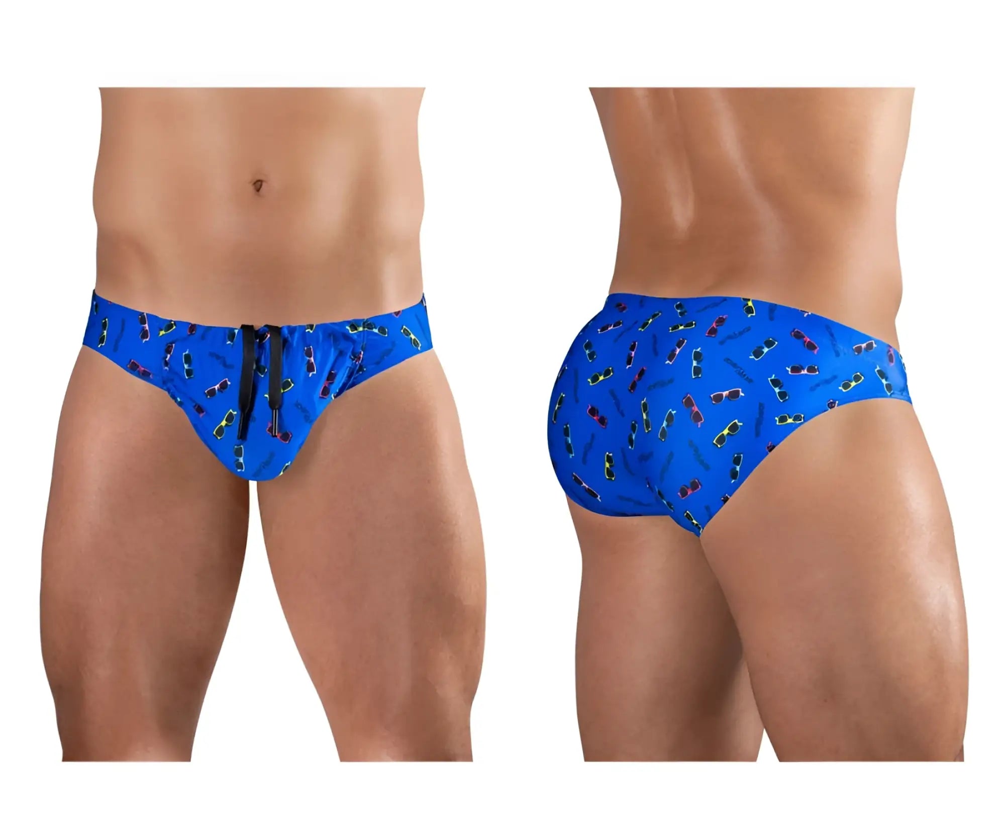 Blue ergoWear ew1764 feel sw swim briefs featuring a playful colorful sunglasses pattern for swim use