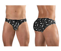 Black-white ErgoWear EW1766 X4D SW swim briefs with white surfboard and anchor pattern for swimming and beach use