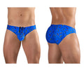 Blue ergoWear ew1767 x4d swim briefs with colorful sunglasses pattern designed for comfortable swimwear use