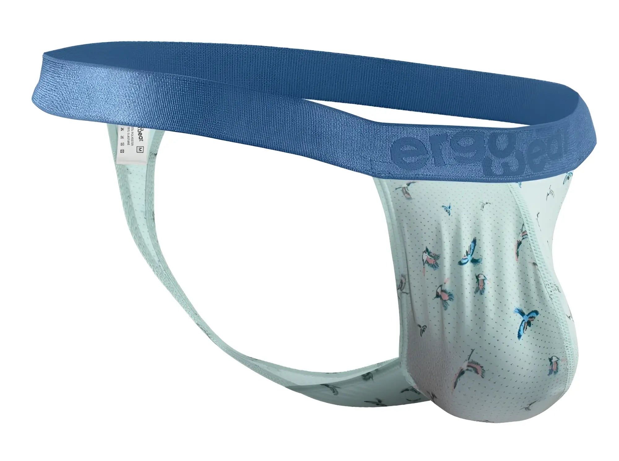 ErgoWear ew1776 slk se g-string men’s briefs in blue and light green butterfly pattern with satin-like waistband