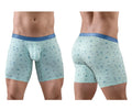 Ergo wear ew1779 slk se light blue boxer briefs with dark blue bird pattern and solid blue waistband frosted birds design