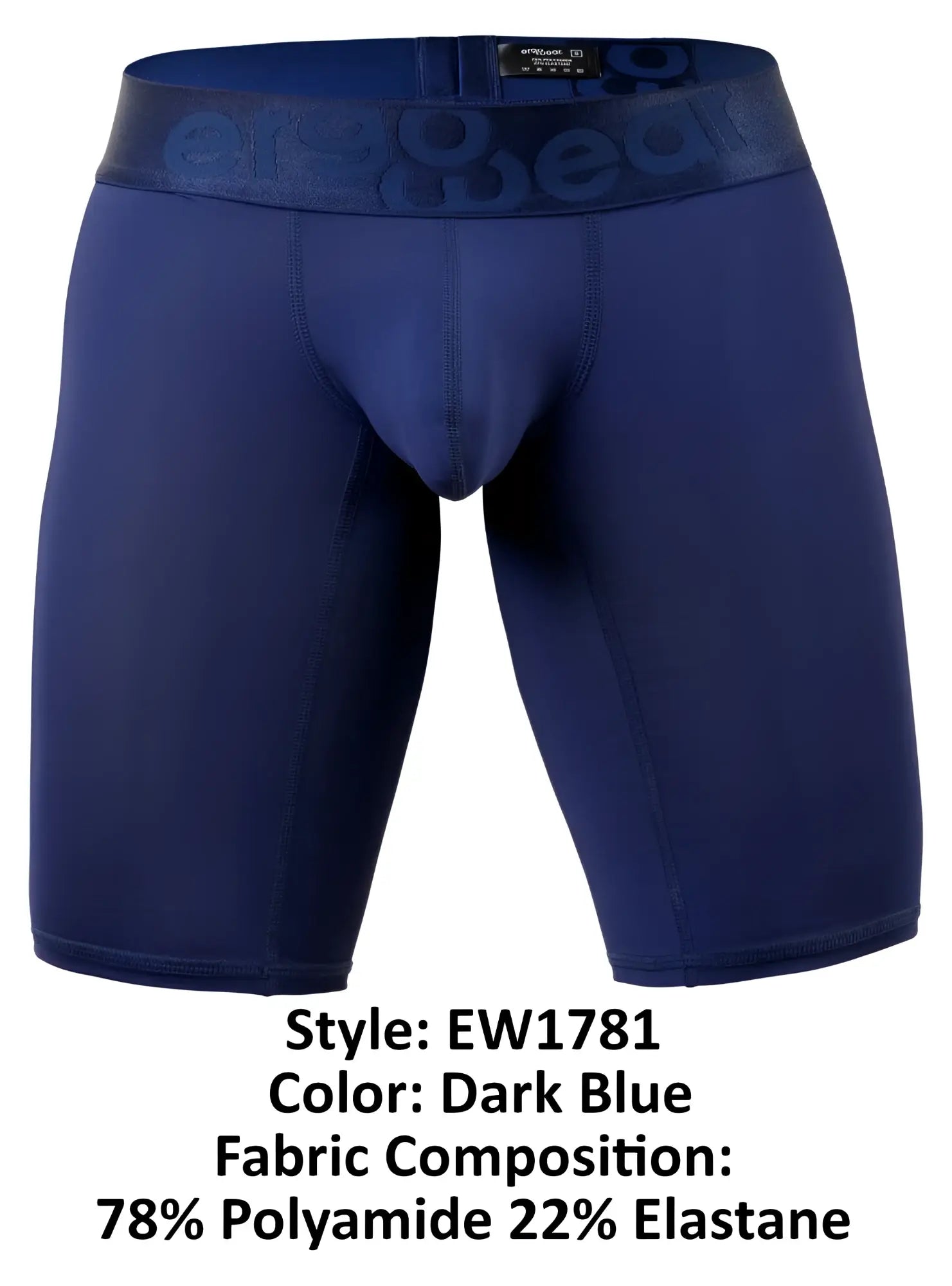 Dark blue ergo wear ew1781 max bold men’s boxer briefs with embossed begood waistband for athletic use