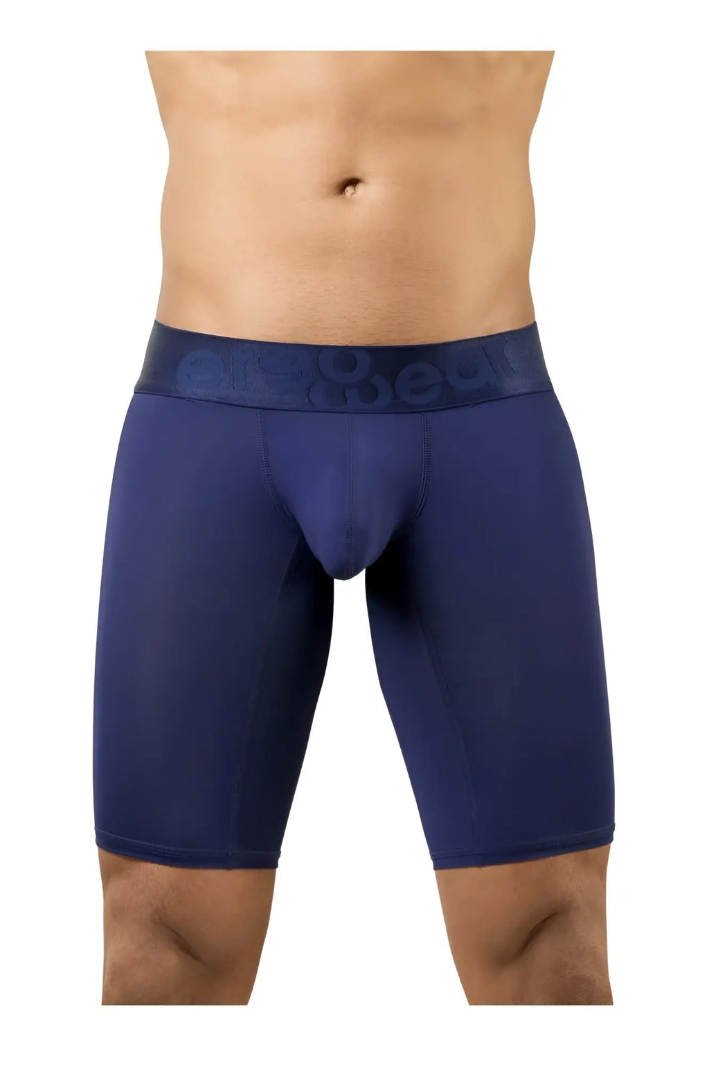 Navy blue ergoWear ew1781 max bold men’s boxer briefs with embossed cage elastic waistband for athletic use