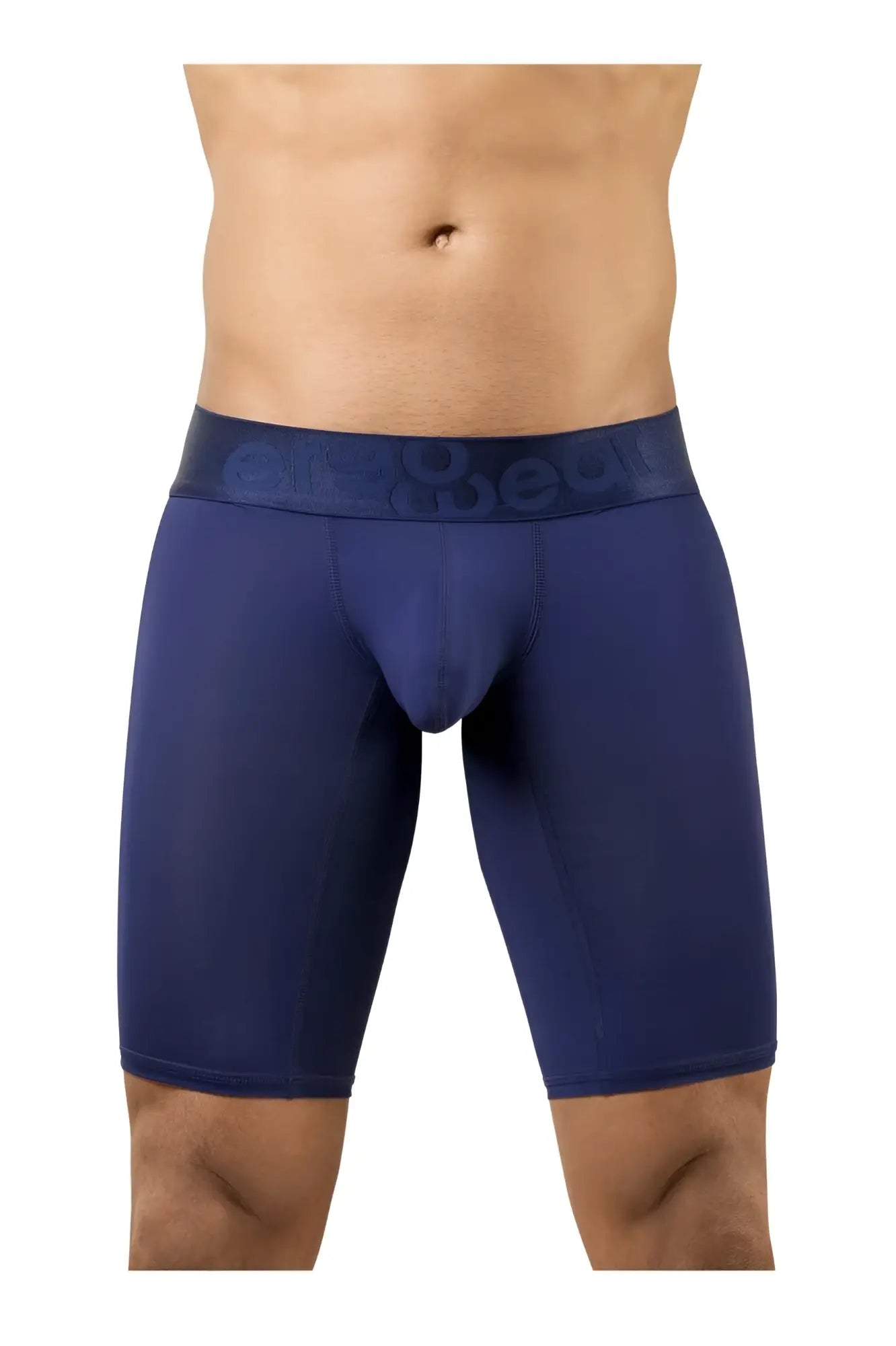 Navy blue ergoWear ew1781 max bold men’s boxer briefs with embossed cage elastic waistband for athletic use