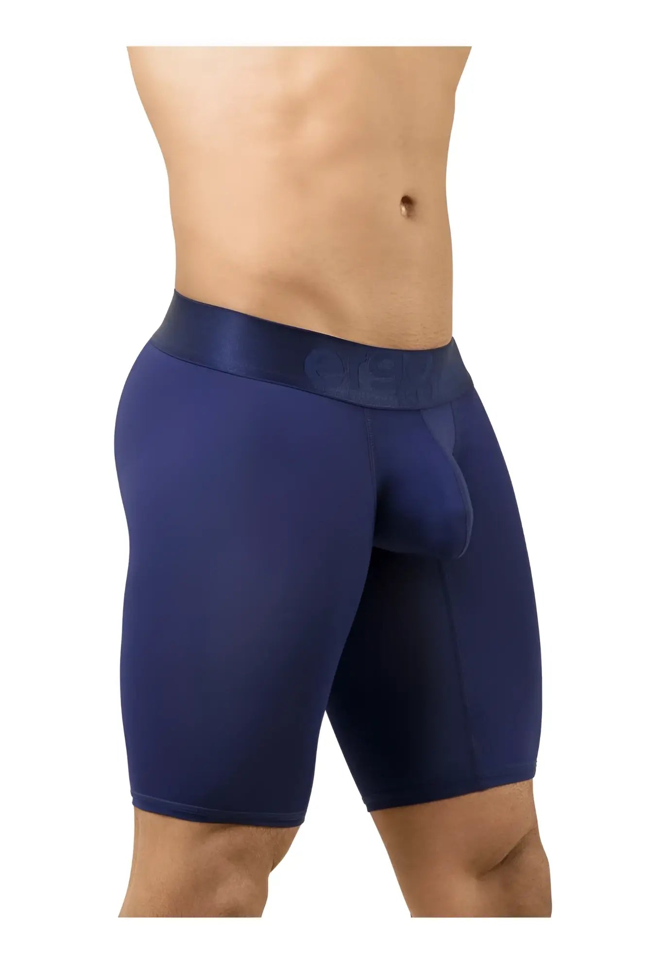 Navy blue ergo wear ew1781 max bold men’s boxer briefs with satin waistband embossed brand name she for athletic use