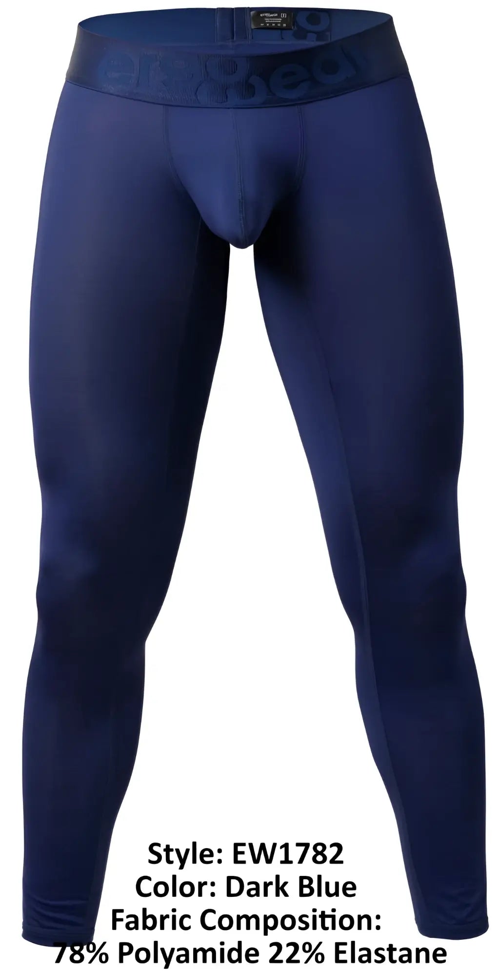 Dark blue ergo wear ew1782 max bold men’s compression tights with branded waistband made of polyamide and elastane
