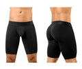 Ergowear ew1783 max bold black men’s compression shorts with snug fit and logo on the waistband front view