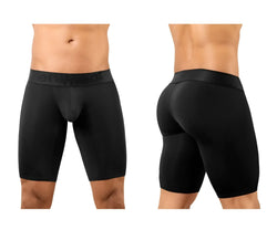 Ergowear ew1783 max bold black men’s compression shorts with snug fit and logo on the waistband front view