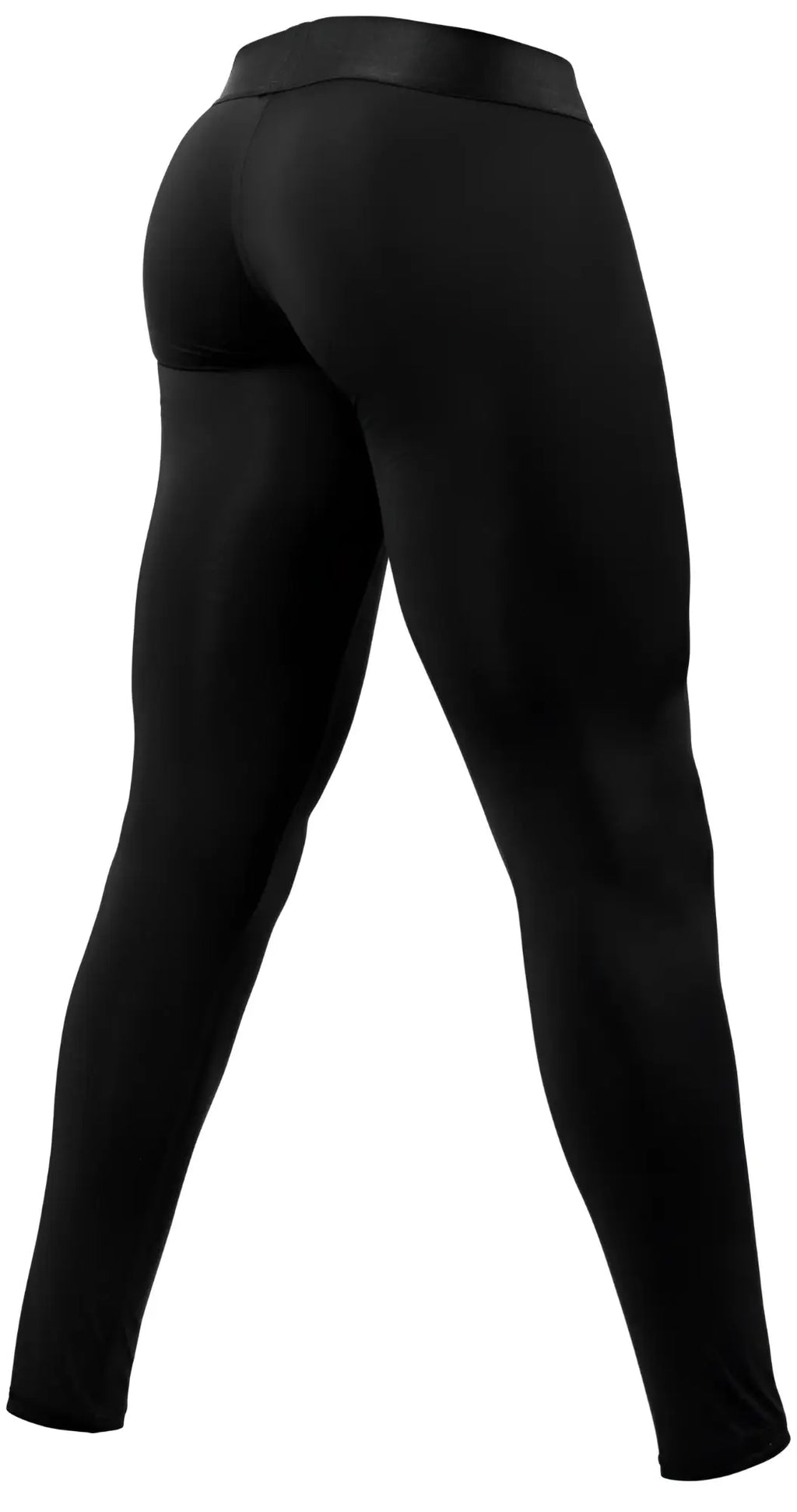 Black form-fitting ErgoWear EW1784 MAX BOLD athletic pants with smooth stretchy material and a slightly raised waistband