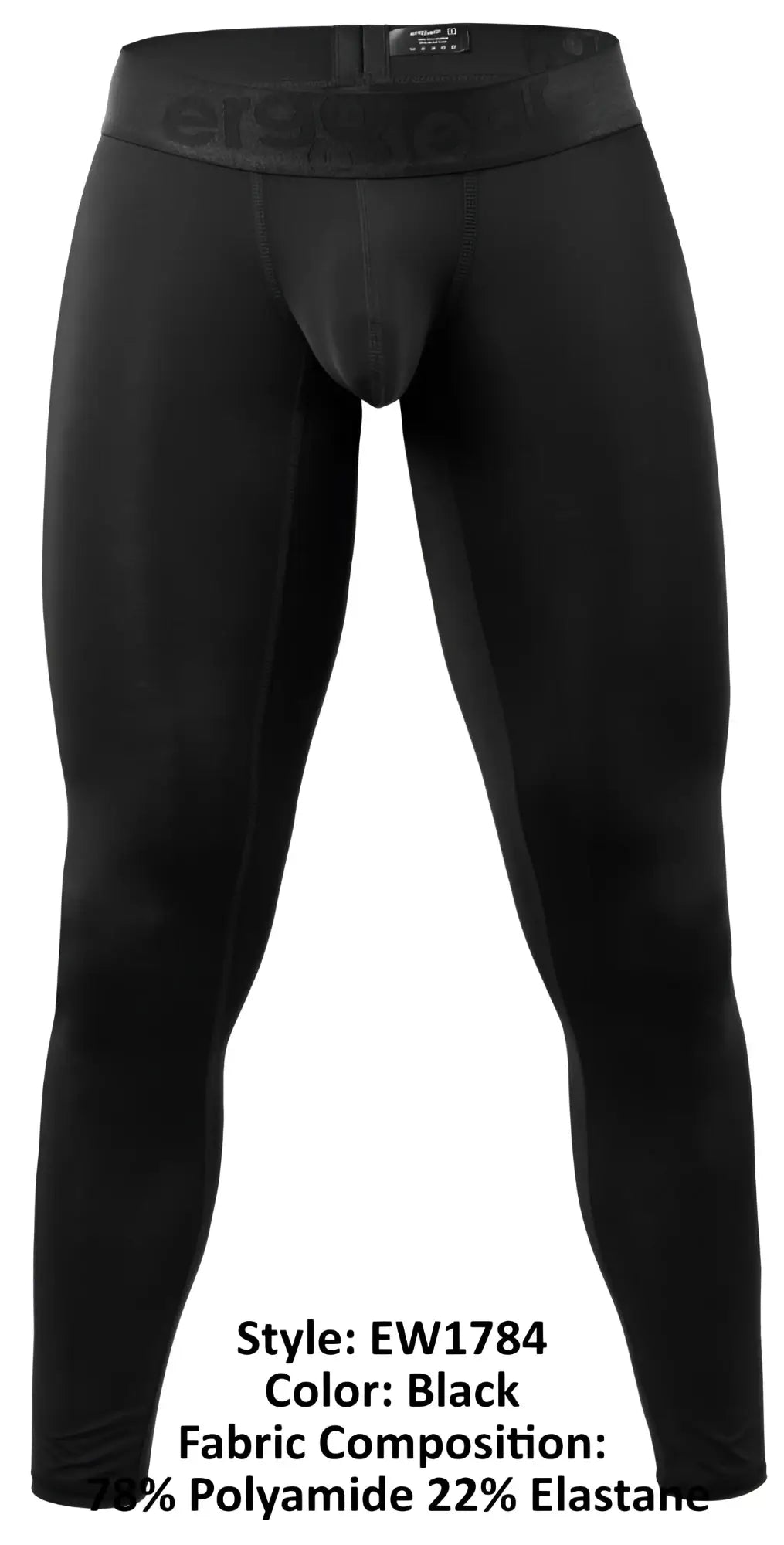 Black ergo wear ew1784 max bold compression tights with snug fit elastic waistband for athletic use
