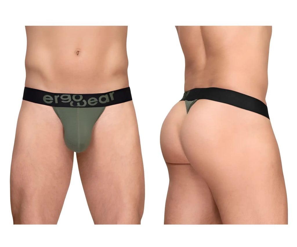 Olive green ergonomic briefs with black ergo wear logo waistband in dark green for comfortable everyday wear