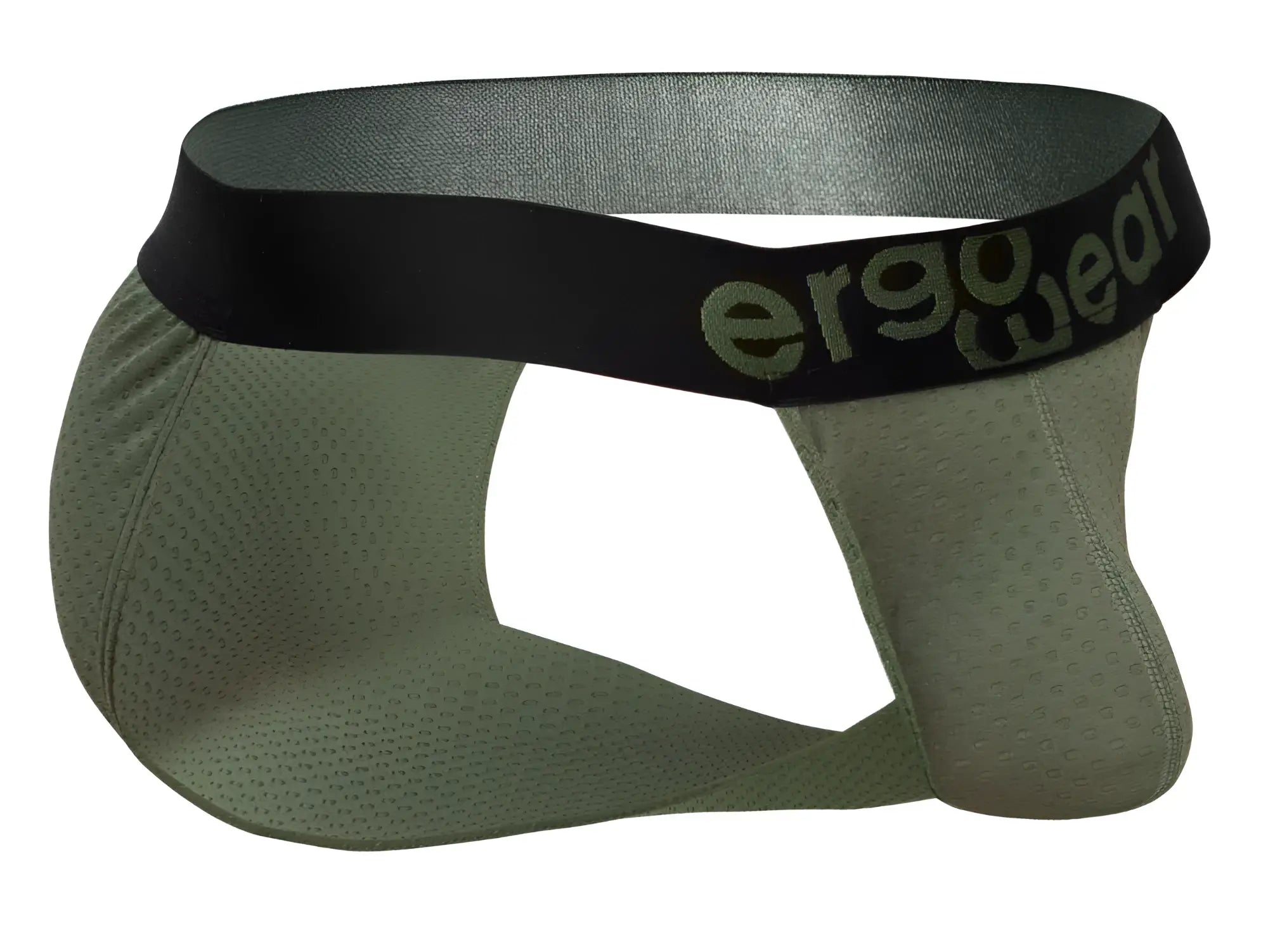 Olive green ergo wear ew1786 max flow ergonomic briefs with black logo waistband in bikini style
