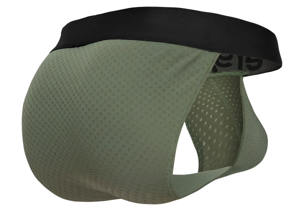 Olive green mesh briefs with black elastic waistband ergo wear ew1786 max flow bikini in dark green color