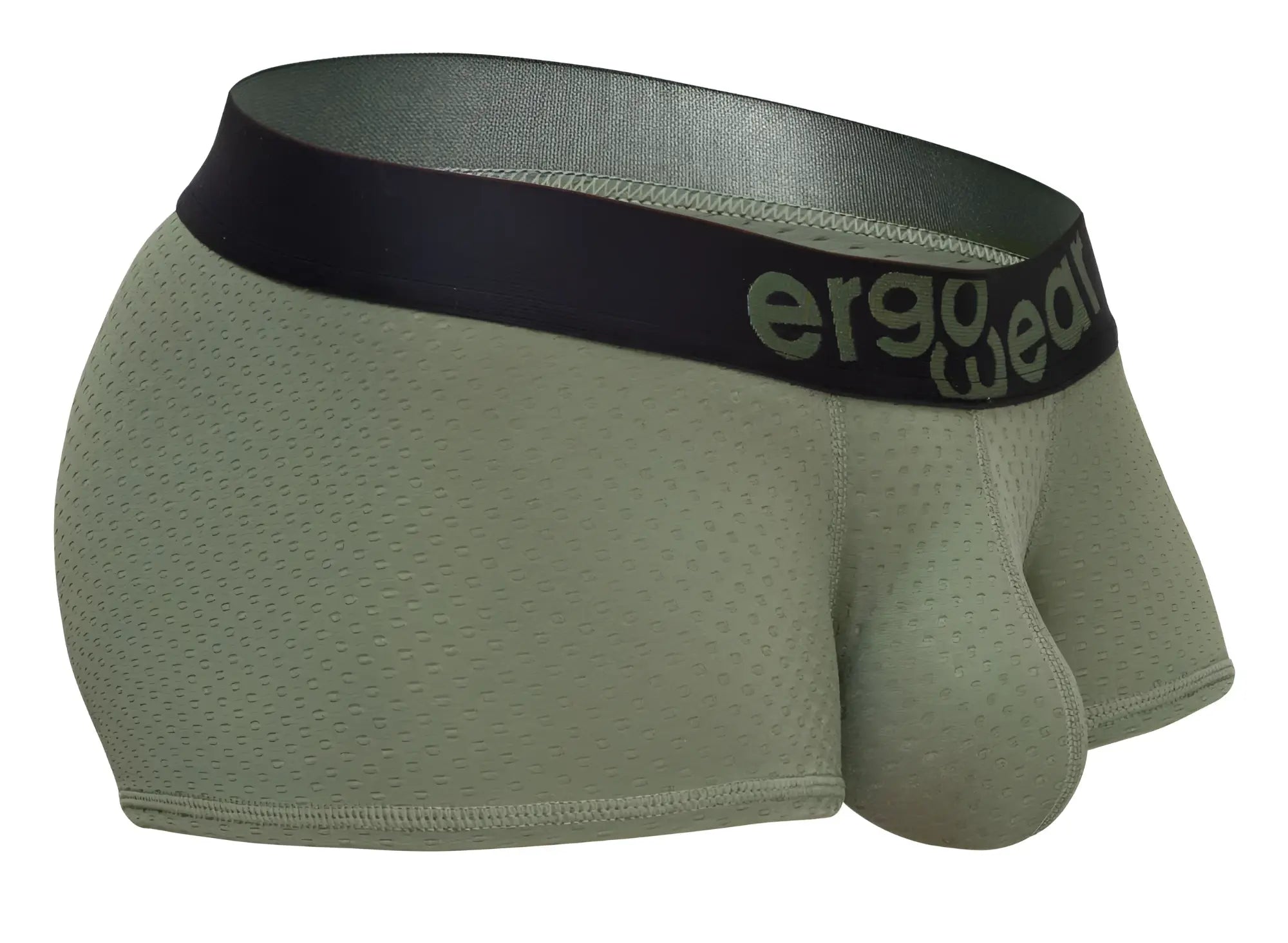 Olive green mesh ergo wear ew1787 max flow trunks with black elastic waistband and logo