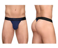 Navy blue ergonomic briefs with black waistband and ergo deal branding in dark gray from ergowear ew1789 max flow g-string