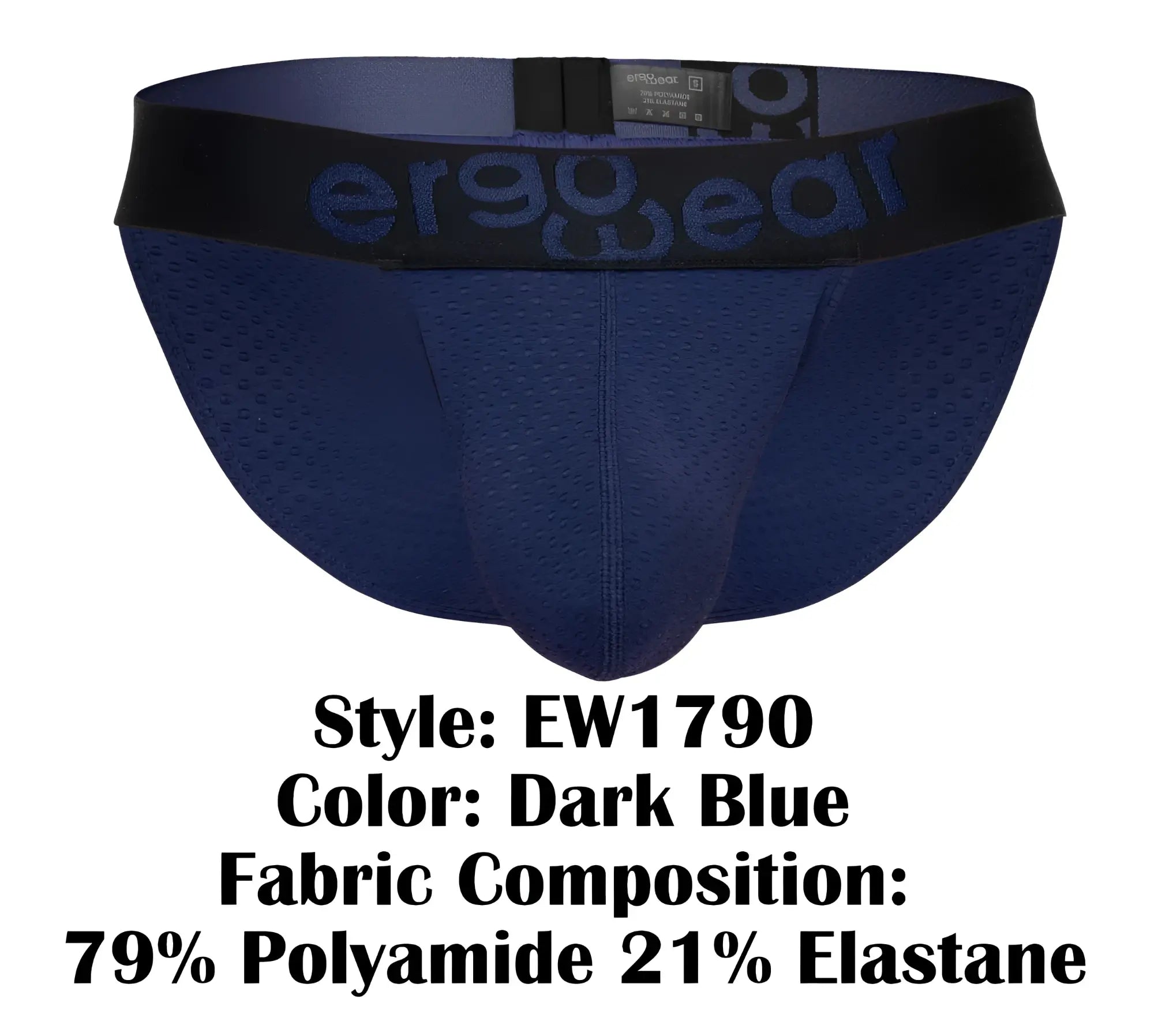 Dark blue ergonomic briefs with perforated mesh and black ergo wear waistband ew1790 max flow bikini design