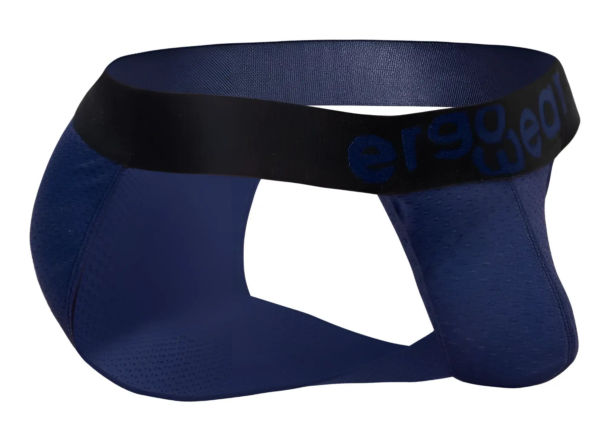 Navy blue ergo wear ew1790 max flow bikini with black elastic waistband and dark blue branding on the front