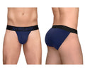 Navy blue ergonomic briefs with black waistband featuring the ergo real logo from ergowear ew1790 max flow bikini collection