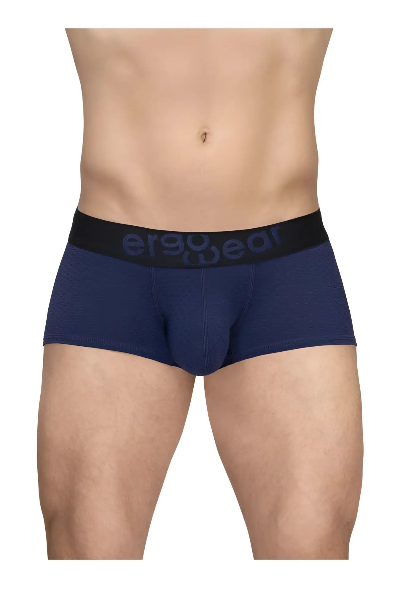 Navy blue ergonomic briefs with black branded waistband designed for comfort and support by ErgoWear ew1791 max flow trunks