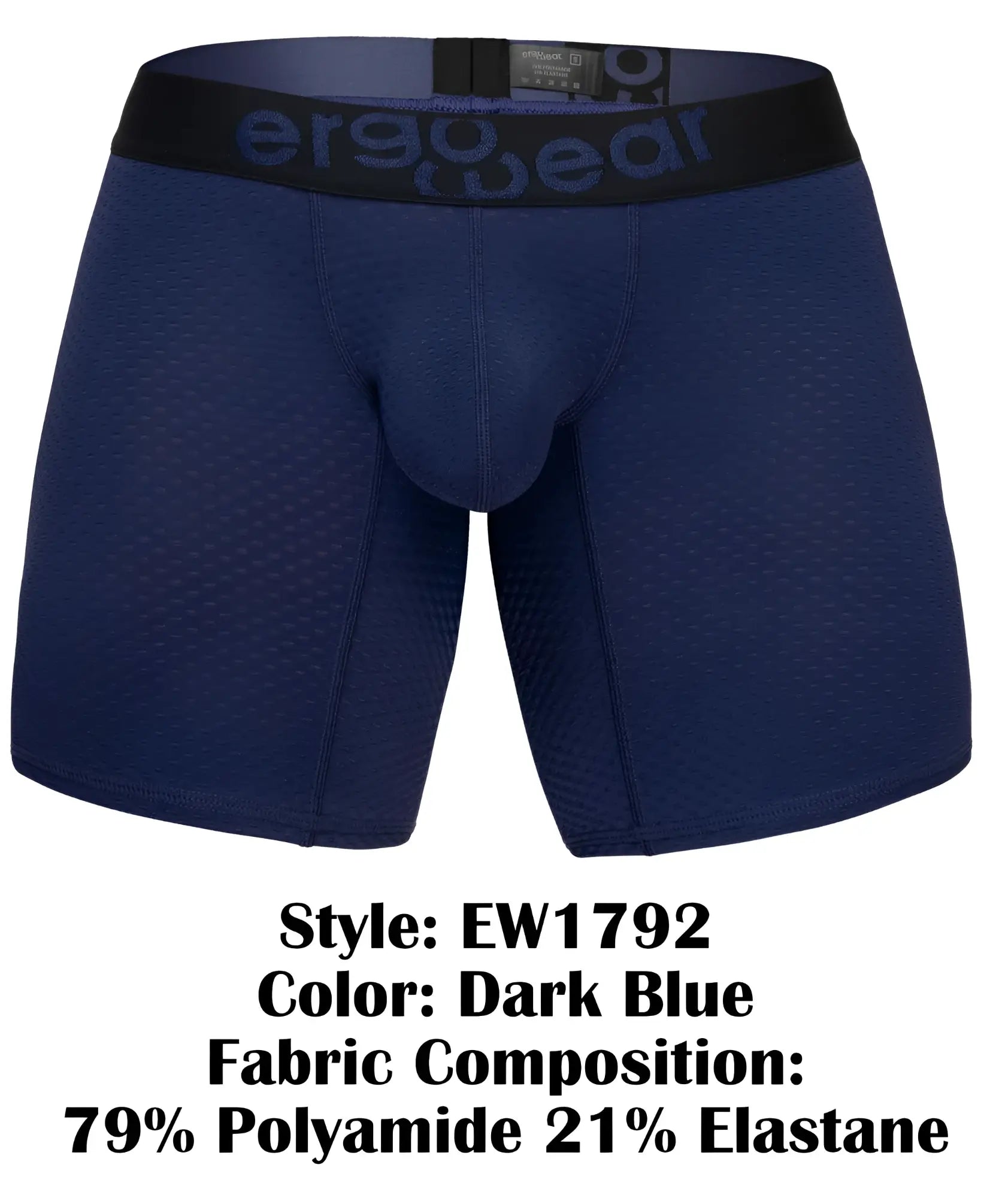 Dark blue ergo wear ew1792 max flow ergonomic boxer briefs with black waistband for comfortable daily wear