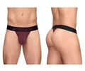 ErgoWear ew1793 max flow g-string in maroon with a black waistband featuring the pink ergo wear logo front view