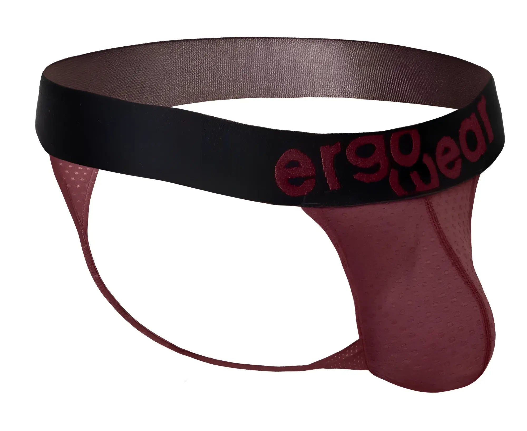 Ergowear ew1793 max flow g-string in burgundy mesh with black elastic waistband and red ergowear logo