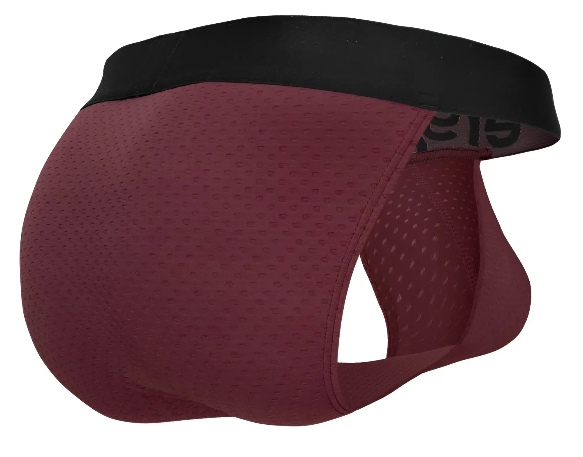 Ergo wear ew1794 max flow bikini maroon mesh briefs with black elastic waistband for breathable comfort