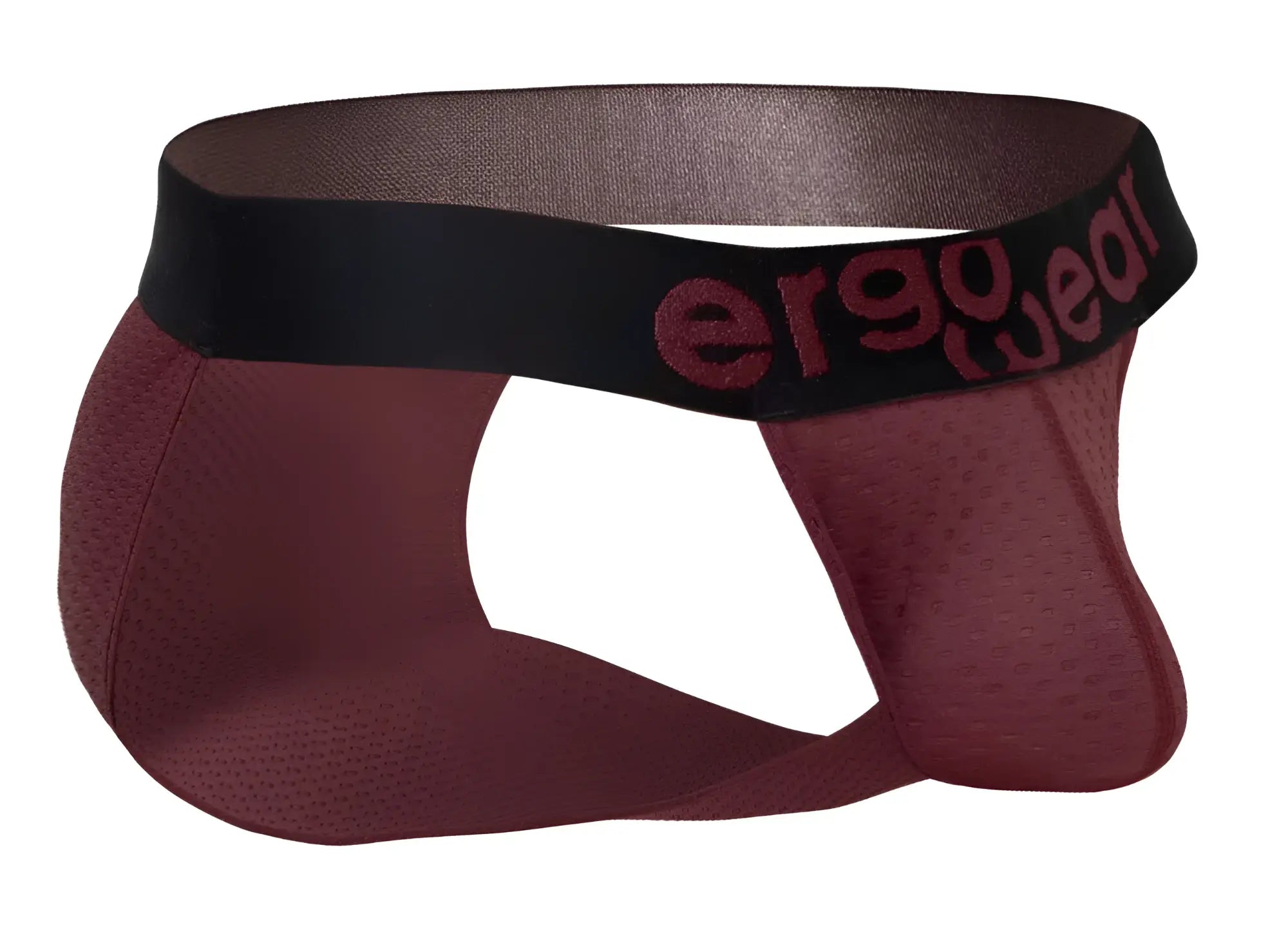 Ergowear ew1794 max flow bikini burgundy maroon mesh briefs with black elastic waistband and logo detail