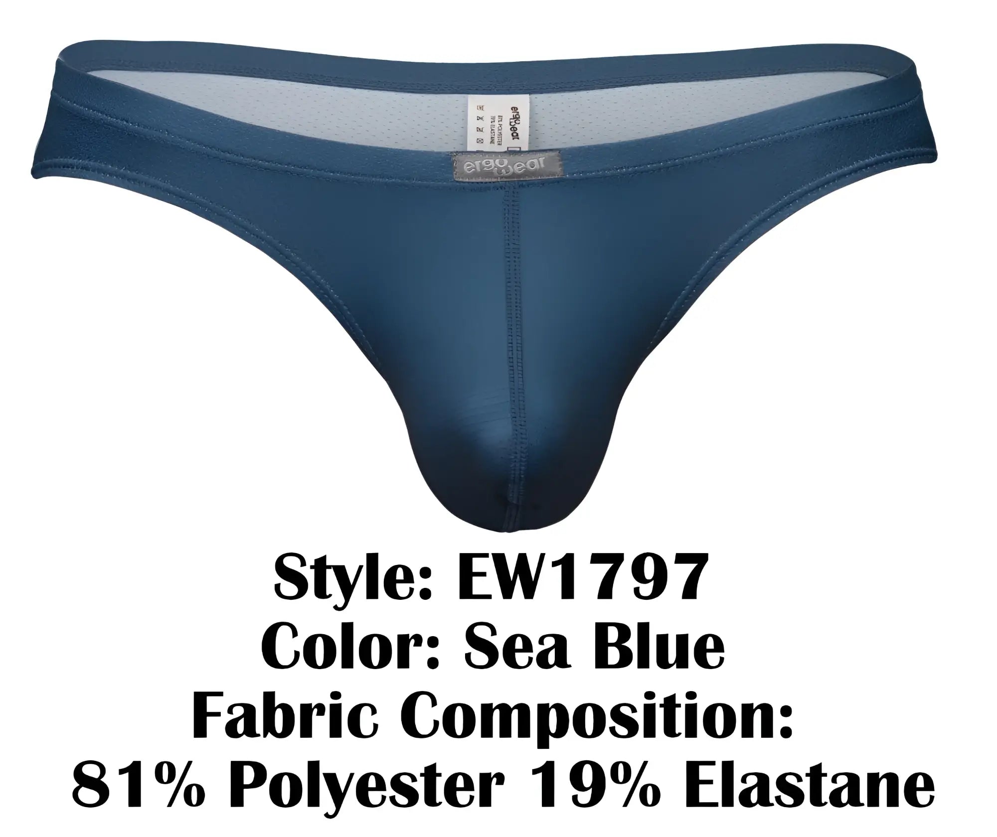 Sea blue ergoWear ew1797 x4d se men’s thong in sleek form fitting design made of 81 polyester 19 elastane