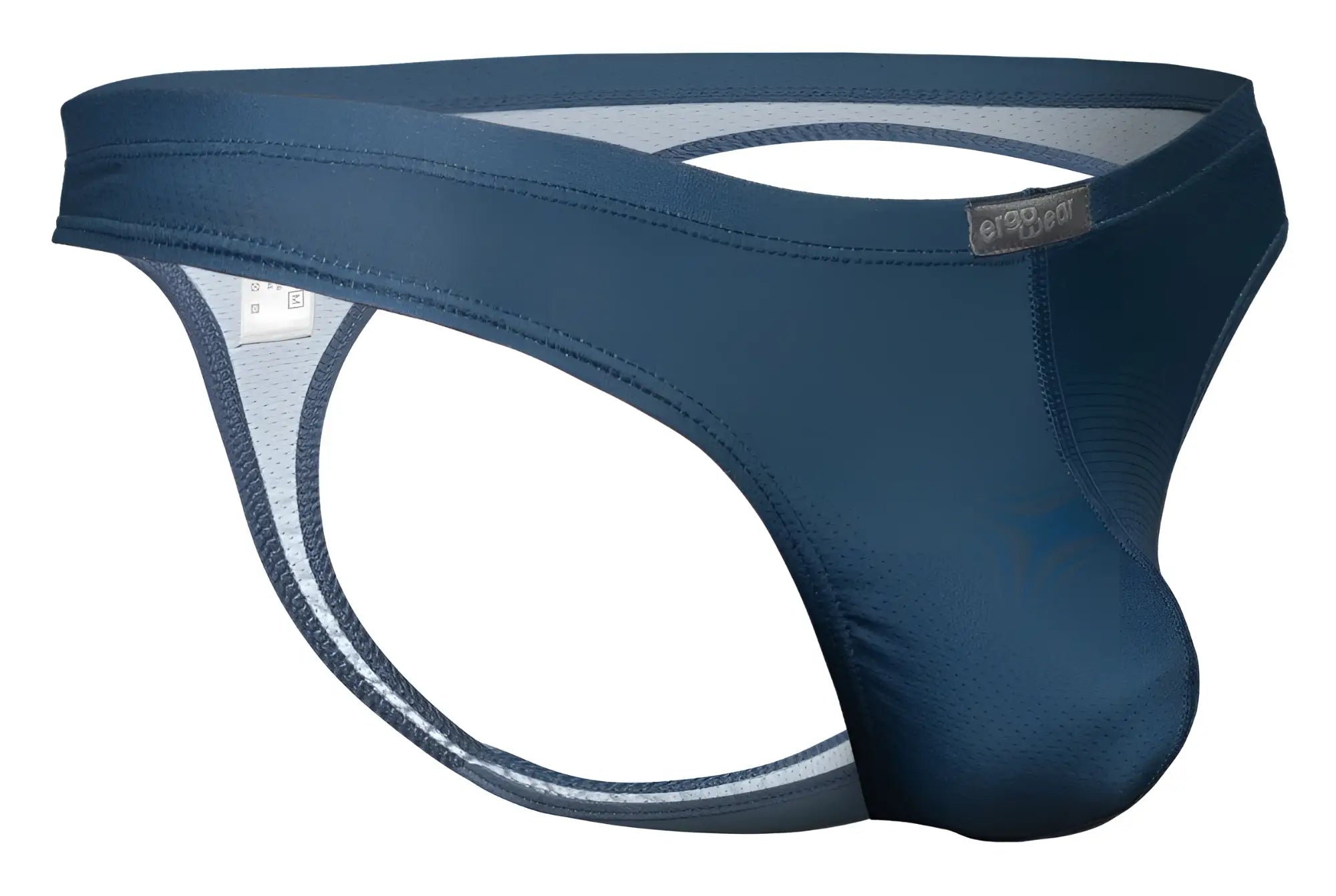 Navy blue ergo wear ew1797 x4d se mesh briefs with contoured design and subtle gray trim edges sea blue color