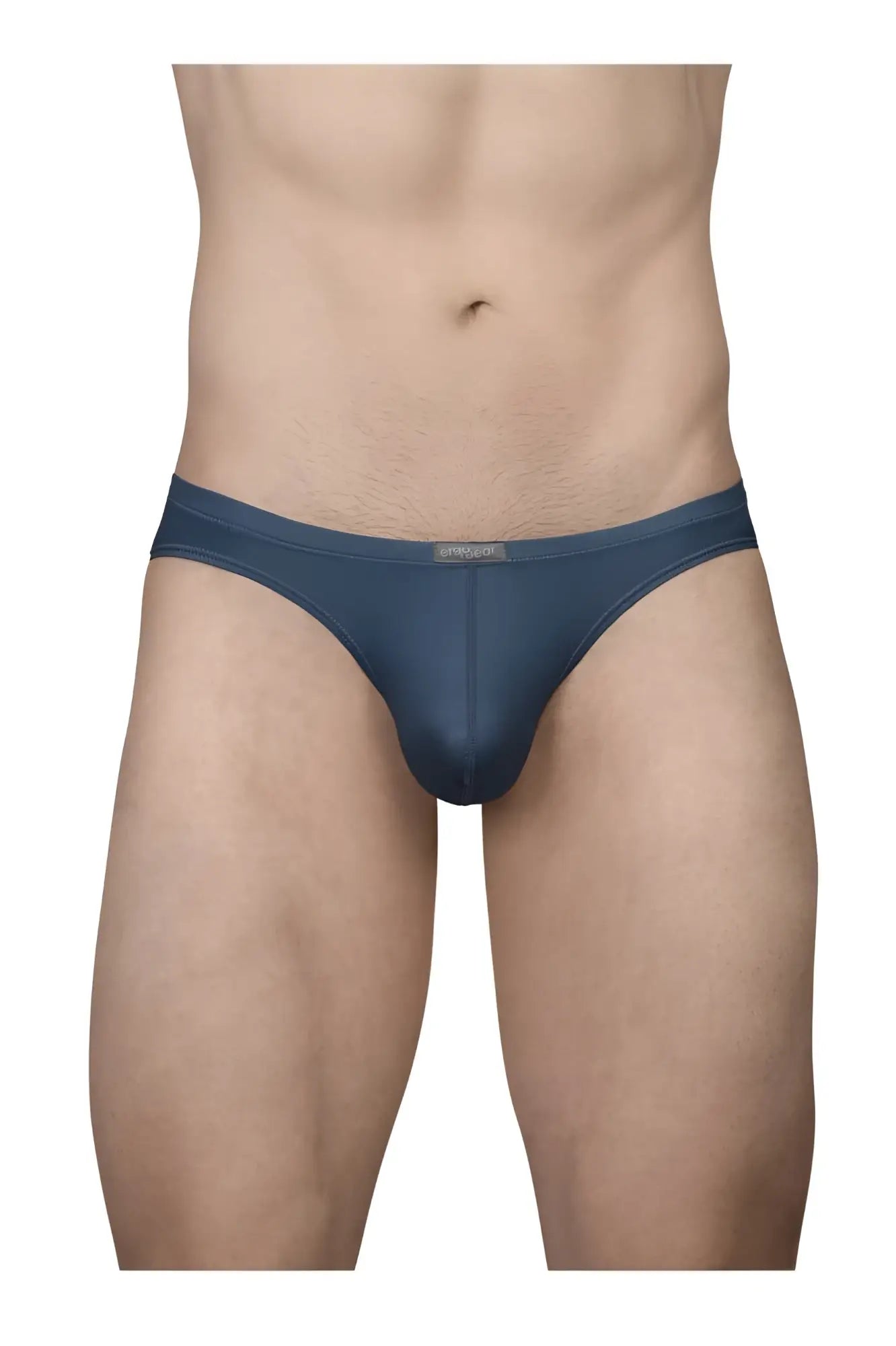 Navy blue men’s briefs ergoWear EW1798 X4D SE bikini with smooth form-fitting fabric and subtle brand tag at waistband